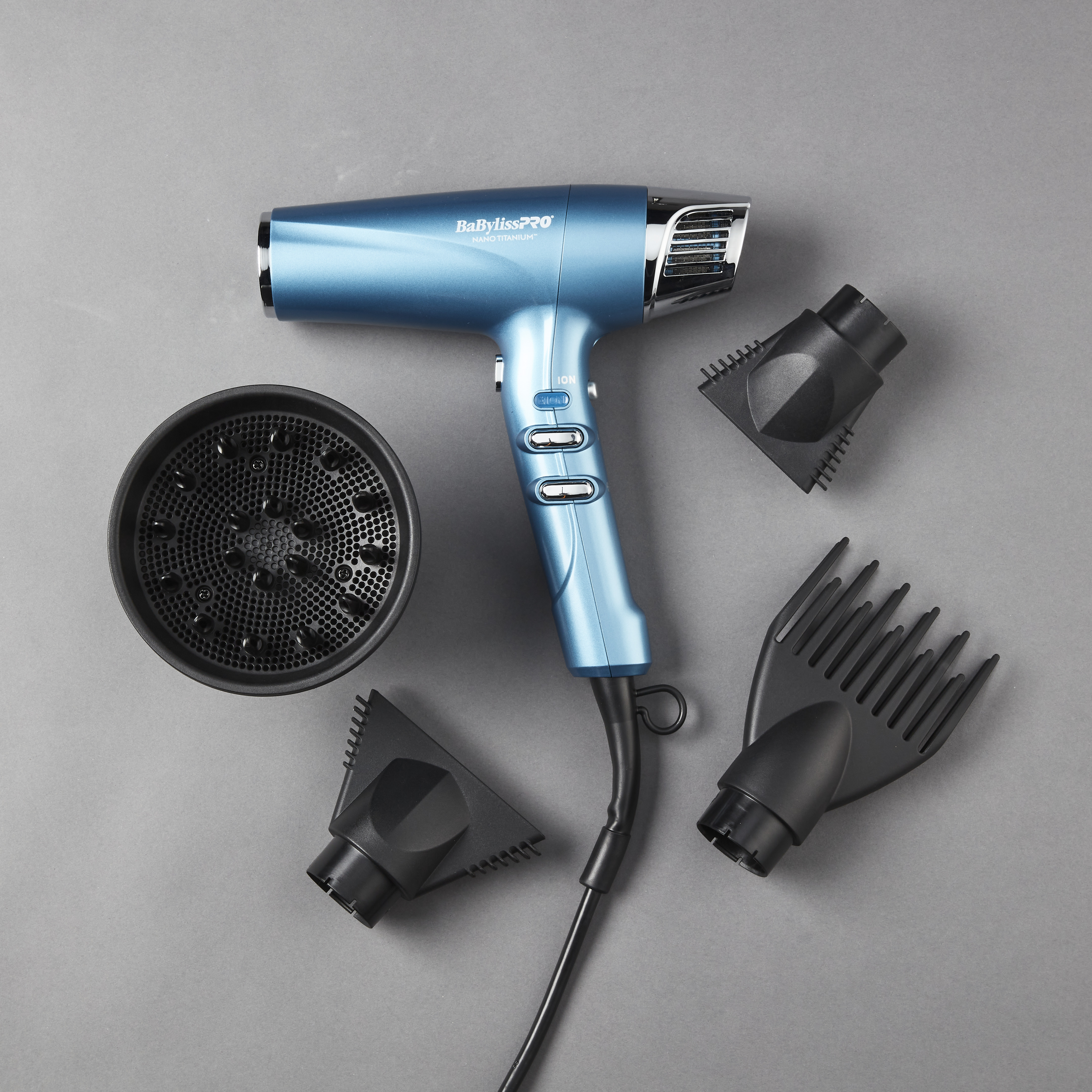 BaBylissPRO Nano Titanium Professional High-Speed Dual Ionic Dryer with Attachments